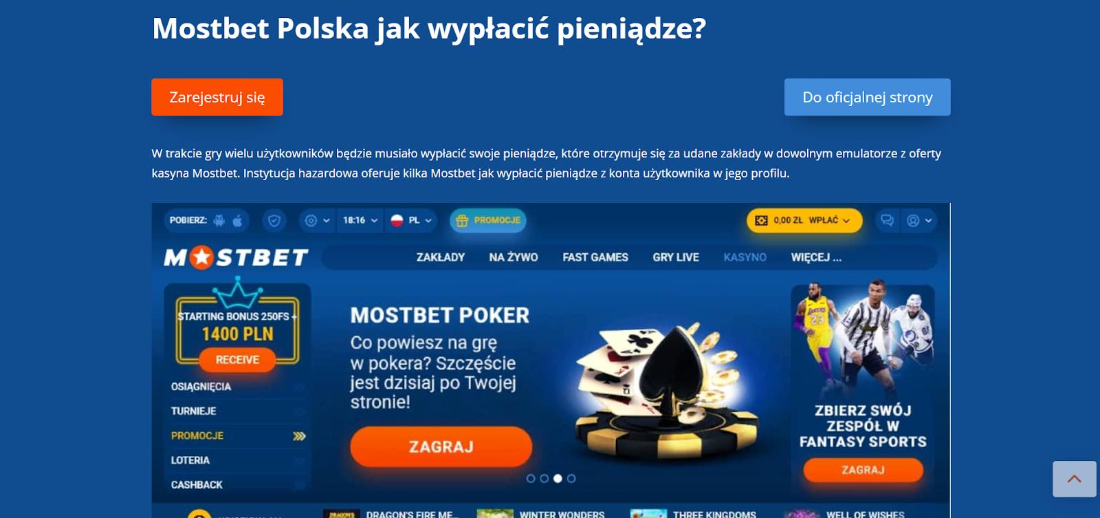 mostbet poland how to withdraw money guide